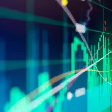 finger, touch, screen, charts, green, volatility, markets
